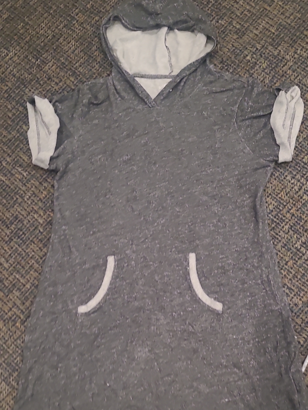 Short-Sleeve Hooded Tee Dress - Gray